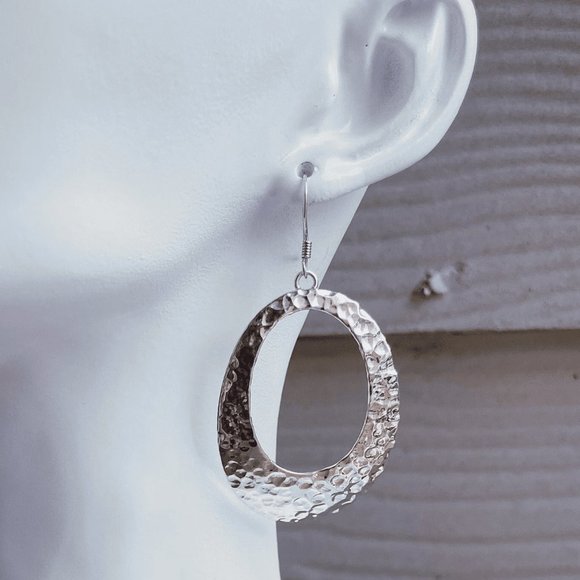 Sterling Silver Dangle Hoop Earrings - Picture 1 of 4